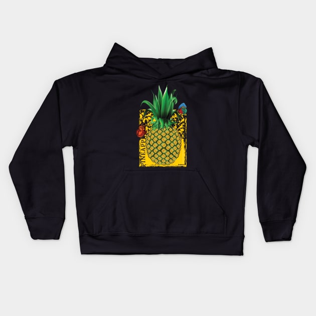 Pineapple and Butterflies Kids Hoodie by vjvgraphiks